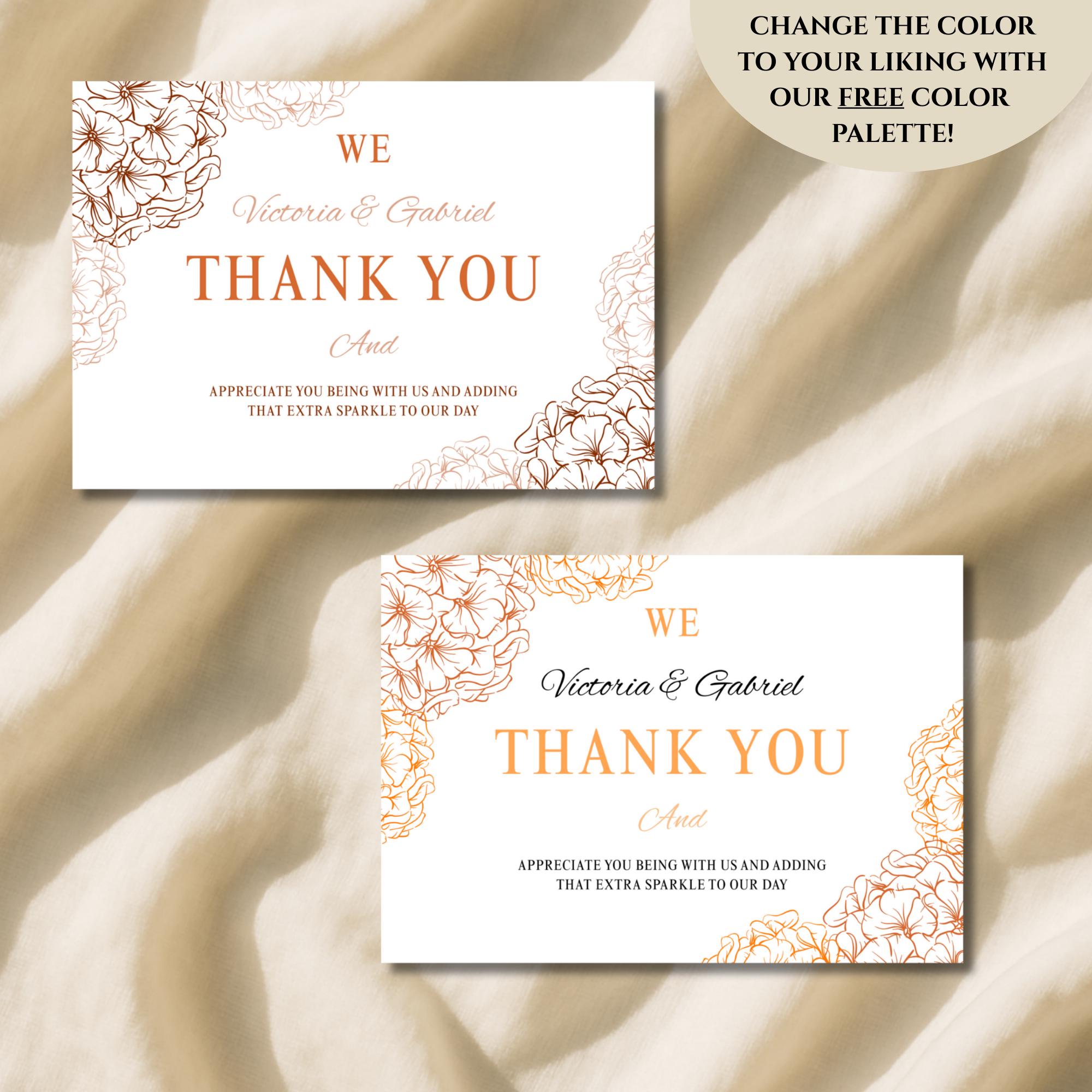 Editable Blue Hydrangea Wedding Thank You Template – Floral Printable ...