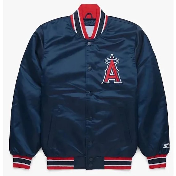 Los Angeles Angels Navy Satin Jacket, Varsity Jacket for Men/women