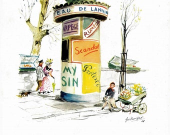 ORIGINAL Fashion Magazine Ad Femina Paris Autumn 1949 Lanvin Perfume  Collage Junk Journal Cards Craft Wall Art