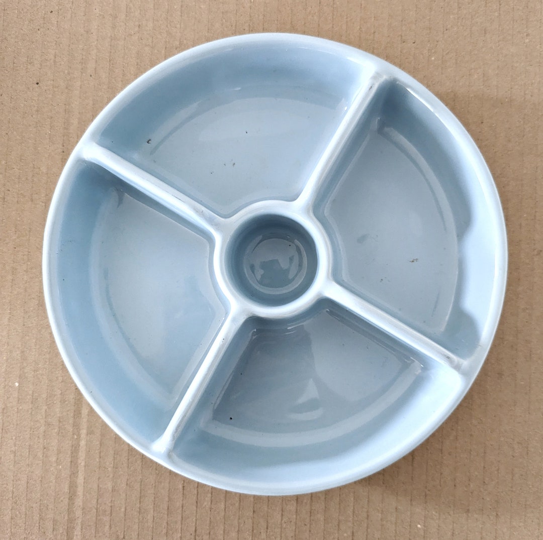 Vintage 1950s Fowler Ware Divided Party Platter Pale Blue 22 Cm