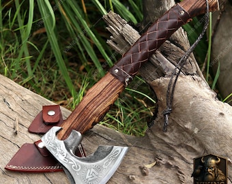 Hand-Forged Viking Axe: Rustic Norse Decor, Medieval Display