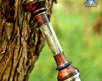 Handmade Damascus Steel Viking Sword: Medieval Replica with Display Mount