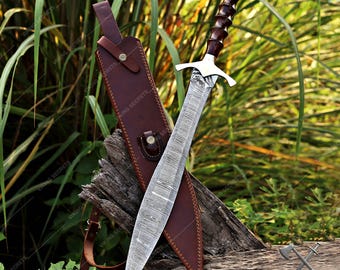 Hand Forged Damascus Steel Viking Sword: Medieval Cosplay LARP