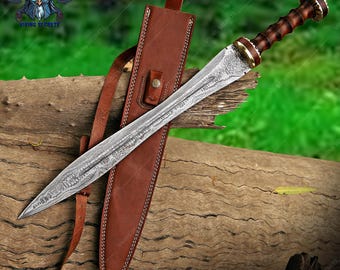 Hand Forged Damascus Steel Viking Sword: Cosplay LARP Medieval Cutlass