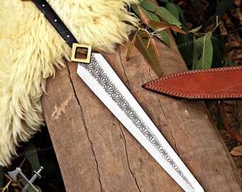 Hand Forged Damascus Steel Viking Sword - Cosplay or Wedding Gift