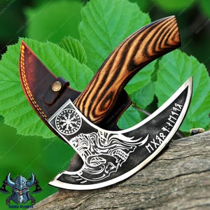 Viking Pizza Cutter Axe, Ash Wood handle, The Original custom hand forged pizza Axe, Best gifts for her, Best Anniversary Gifts for Him,