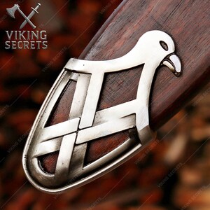 Espada vikinga de acero de Damasco forjada a mano: regalo para cosplay o boda. imagen 5