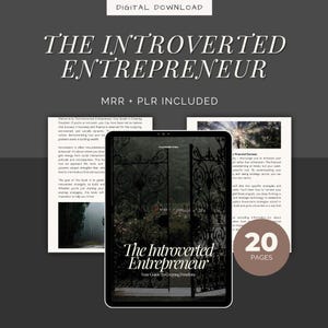 Könnte beinhalten: Ein digitales Download-Produktcover für ein E-Book mit dem Titel "The Introverted Entrepreneur: Your Guide to Creating Freedom". Das Cover zeigt ein dunkles, stimmungsvolles Bild eines Tores mit verschwommenem Hintergrund. Das E-Book umfasst 20 Seiten.