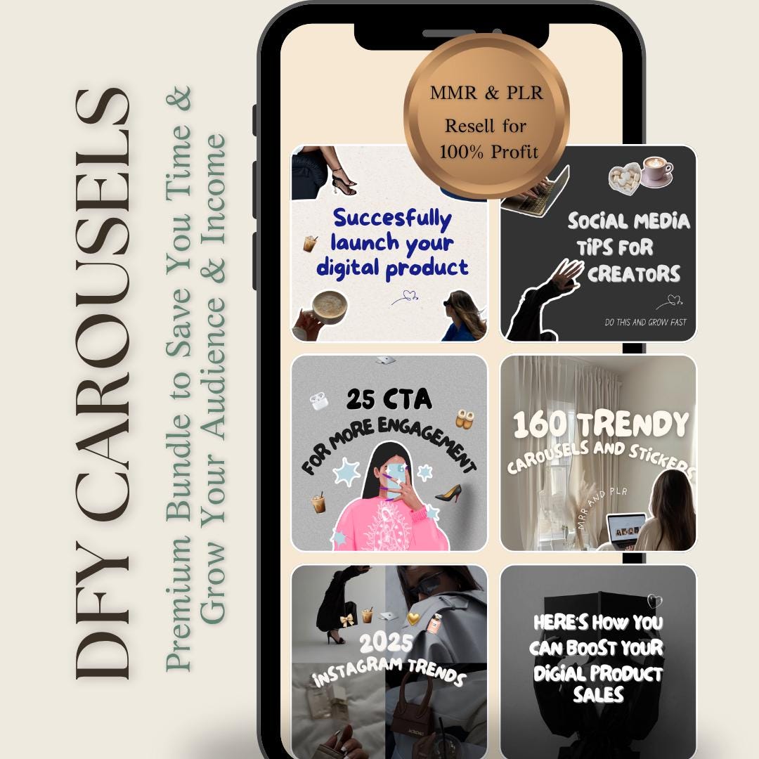 85 Instagram Carousel Templates: DFY Social Media Bundle, PLR MRR ...