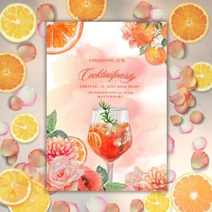 Invitation à une fête Aperol | Invitation à une fête d'été | Invitation personnalisée | Modèle Canva | Impression numérique | Carte d'invitation DIY