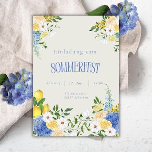 Invitation à une fête florale | Invitation à une fête d'été | Invitation personnalisée | Modèle Canva | Impression numérique | Carte d'invitation DIY