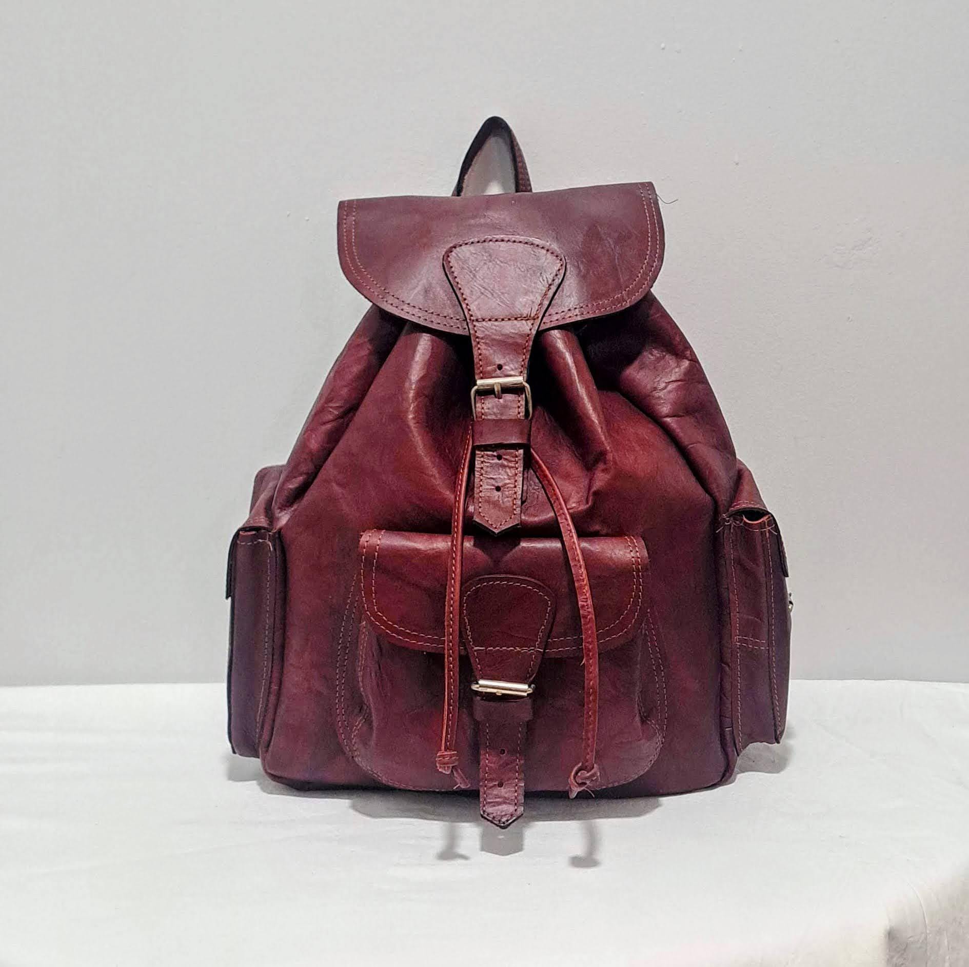 Handmade Leather Backpack – Rustic Brown Full-grain Leather Rucksack ...