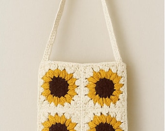 Sunflower Crochet Bag Pattern | PDF Download | DIY Boho Bag Pattern | Beginner-Friendly Crochet Pattern by Jereca’s Art Studio
