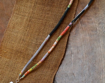 chirimen cord ID lanyard gray