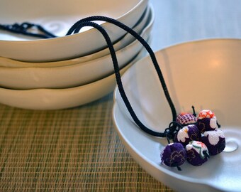 mini chirimen hanamaru necklace purple/orange