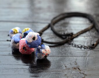 mini chirimen hanamaru necklace blue