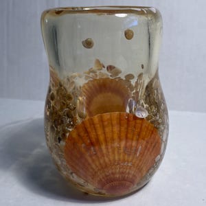 Vintage Lucite Vase with Sea Shells