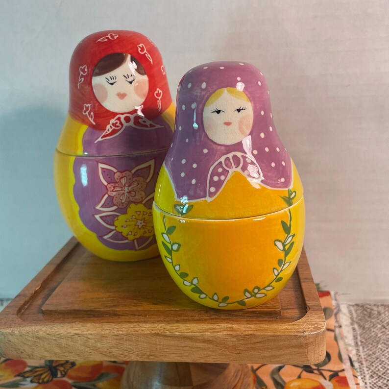 Anthropologie Ceramic Nesting Dolls Measuring Cups - Complete Set image 3