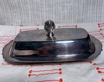 Mid century Wallace Silver Plated Butter Dish- 3 piece