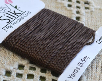 5.5m 1mm purely natural silk cord 3 ply twisted purely silk 1mm cord 6 yards