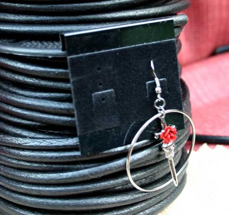 100pcs Velour Earring Card Black Large 2x2 Inches With 3 Holes