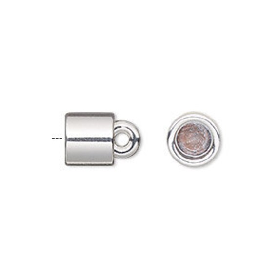 INTERNAL DIAMETER 12.5 MM 2.3 MM 1 STERLING SILVER CORD END BARREL WITH RING