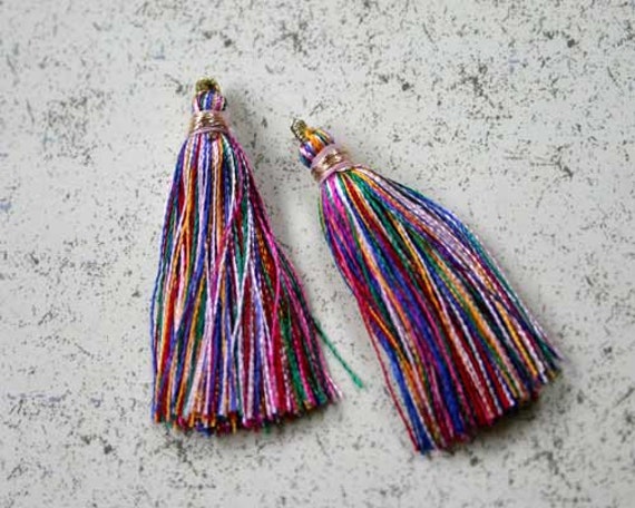 4pcs Tassel Charms Silk Imit Multicolor Colors 2 Pair 1 3/4in | Etsy