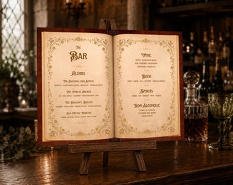 Old Fairytale Book Wedding Bar Menu Template: Canva Editable & Printable (Digital) - Medieval Drinks Sign