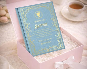 Editable Victorian Bridesmaid Proposal Card Template: Canva Printable (Digital) - Regency Book - Maid of Honor