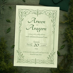 Elvish Wedding Invite Template – Editable & Printable Canva Elven Woodland Fantasy Forest Invitation – Celtic Medieval Fairytale - Digital