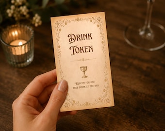 Old Fairytale Book Wedding Drink Tickets Template: Canva Editable & Printable (Digital) - Medieval Vintage Fantasy