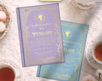 Victorian Bridal Shower Invitation Template: Canva Editable & Printable (Digital) - Vintage Regency Fairytale Book - Bachelorette