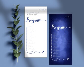 Plantilla de programa de boda en avión: cronograma de itinerario de boda de destino y viaje, editable en Canva (descarga digital)