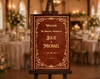 Old Fairytale Book Wedding Welcome Sign Template: Canva Editable & Printable (Digital) - Medieval Vintage Fantasy