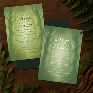 Elvish Wedding Invite Template – Editable & Printable Canva Elven Woodland Fairytale Fantasy Enchanted Forest Invitation - Digital Download