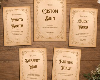 Old Fairytale Book Wedding Custom Sign Template: Canva Editable & Printable (Digital) - Medieval Vintage Fantasy