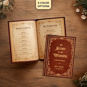 Foldable Old Fairytale Book Wedding Program Template: Canva Editable & Printable (Digital) - Medieval Fantasy Itinerary