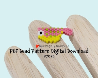 Diagrama de dije 3D de pez moteado con cuentas y punto ladrillo, patrón en PDF, descarga digital