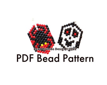 Spider and Skull Brick Stitch Bead Pattern, Seed Bead Earring Charms, PDF Digital Download