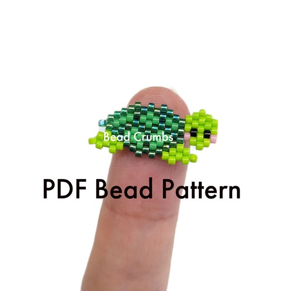 Green Sea Turtle Set Brick Stitch Bead Pattern, DIY Seed Bead Earring Charms, PDF Digital Download P2181756
