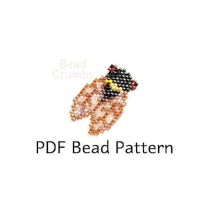 Cicada Insect Bead Pattern, Miyuki Brick Stitch Charm, PDF Digital Download - P2160078