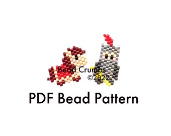 Horse and Knight Brick Stitch Bead Pattern, DIY Seed Bead Earring Charms, PDF Digital Download