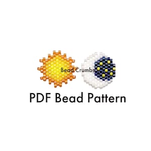 Sun and Moon Brick Stitch Bead Pattern, Sunshine Moonlight Earring Charms, PDF Digital Download P2180011