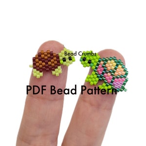 Turtle Set Brick Stitch Bead Pattern, DIY Seed Bead Earring Charms, PDF Digital Download P2181754