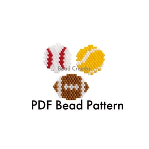 Baseball Tennis Ball Football Brick Stitch Bead Pattern, Seed Bead Earring Charms, PDF Digital Download P2182190