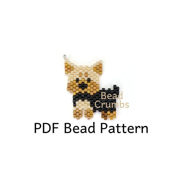 Yorkshire Terrier Dog, Tan Face, Miyuki Brick Stitch Bead Pattern Charm, PDF Digital Download