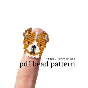 Pitbull Terrier Dog Charm, Brick Stitch PATTERN, Beadweaving Craft, PDF Digital Download image 1