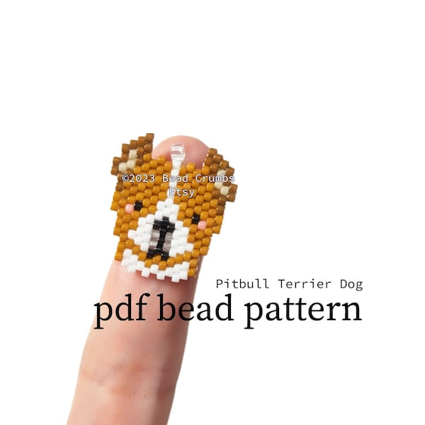 Pitbull Terrier Dog Charm, Brick Stitch PATTERN, Beadweaving Craft, PDF Digital Download