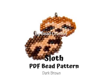 Sloth Bead Pattern Dark Brown, Brick Stitch Beading - PDF Digital Download