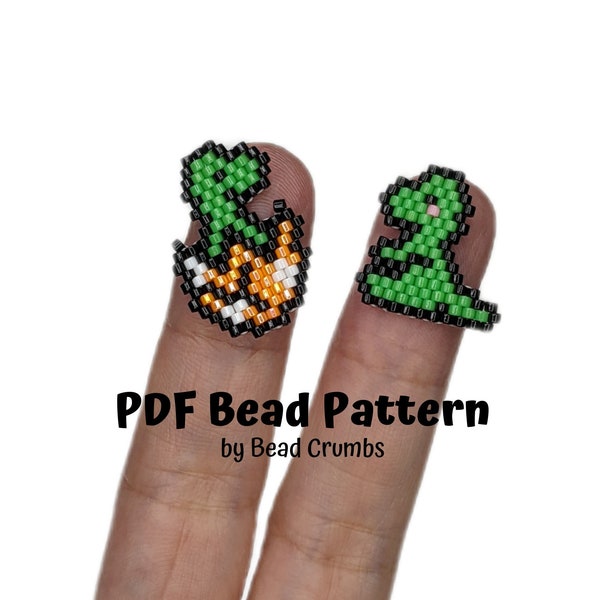 T-Rex Baby Dinosaur Brick Stitch Bead Pattern, Miyuki Delica Charms | Digital File P2139747